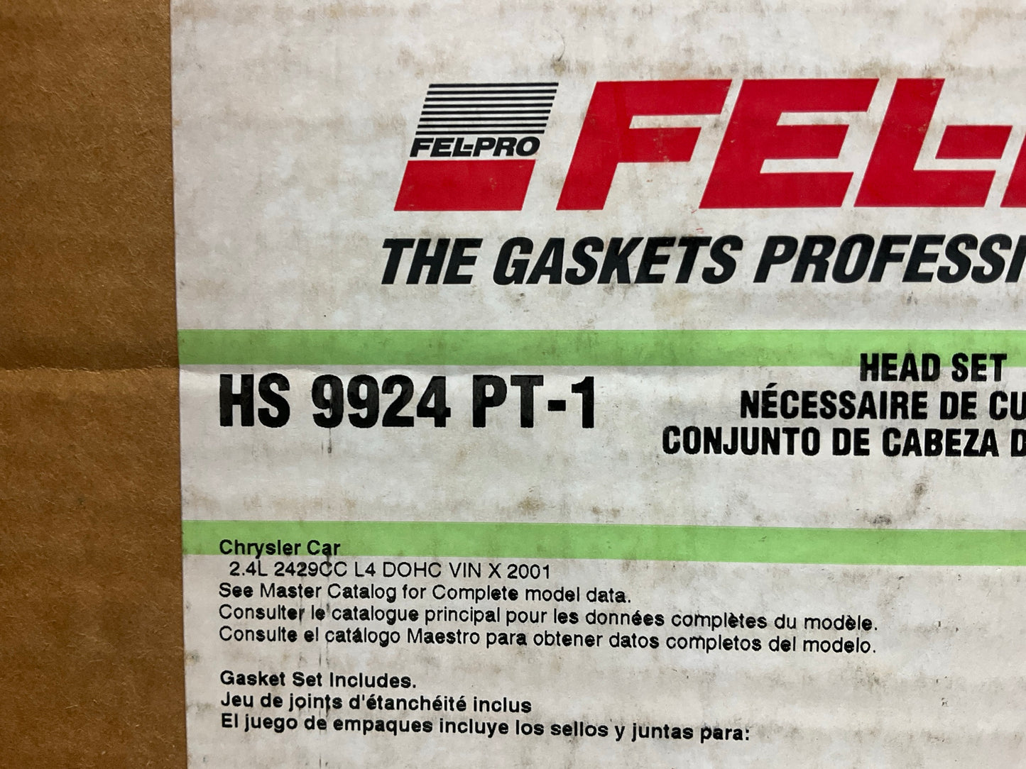 Fel-pro HS9924PT-1 Cylinder Head Gasket Set For 2001 Sebring, Status 2.4L-L4