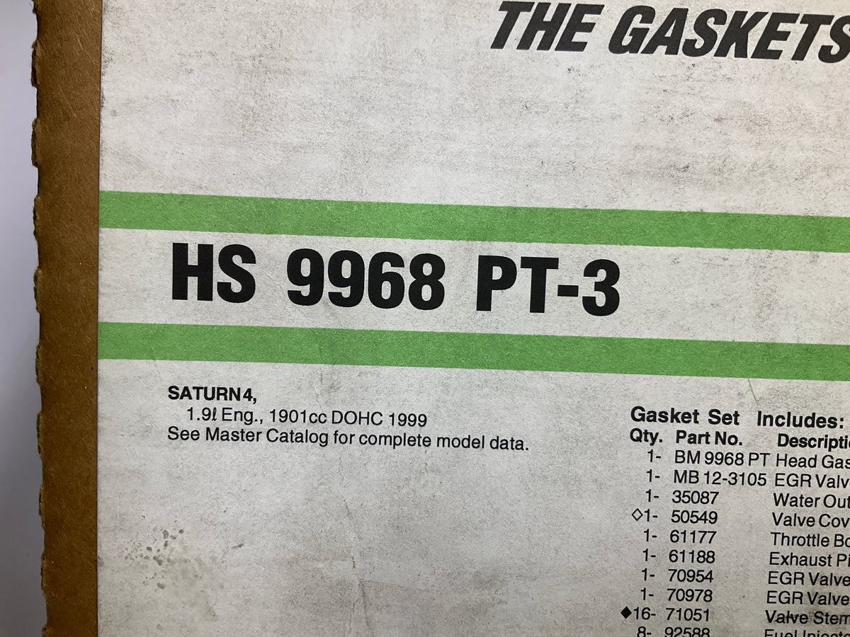 Fel-pro HS9968PT3 Cylinder Head Gasket Set - 1999 Saturn SC2, SL2, SW2 1.9L DOHC