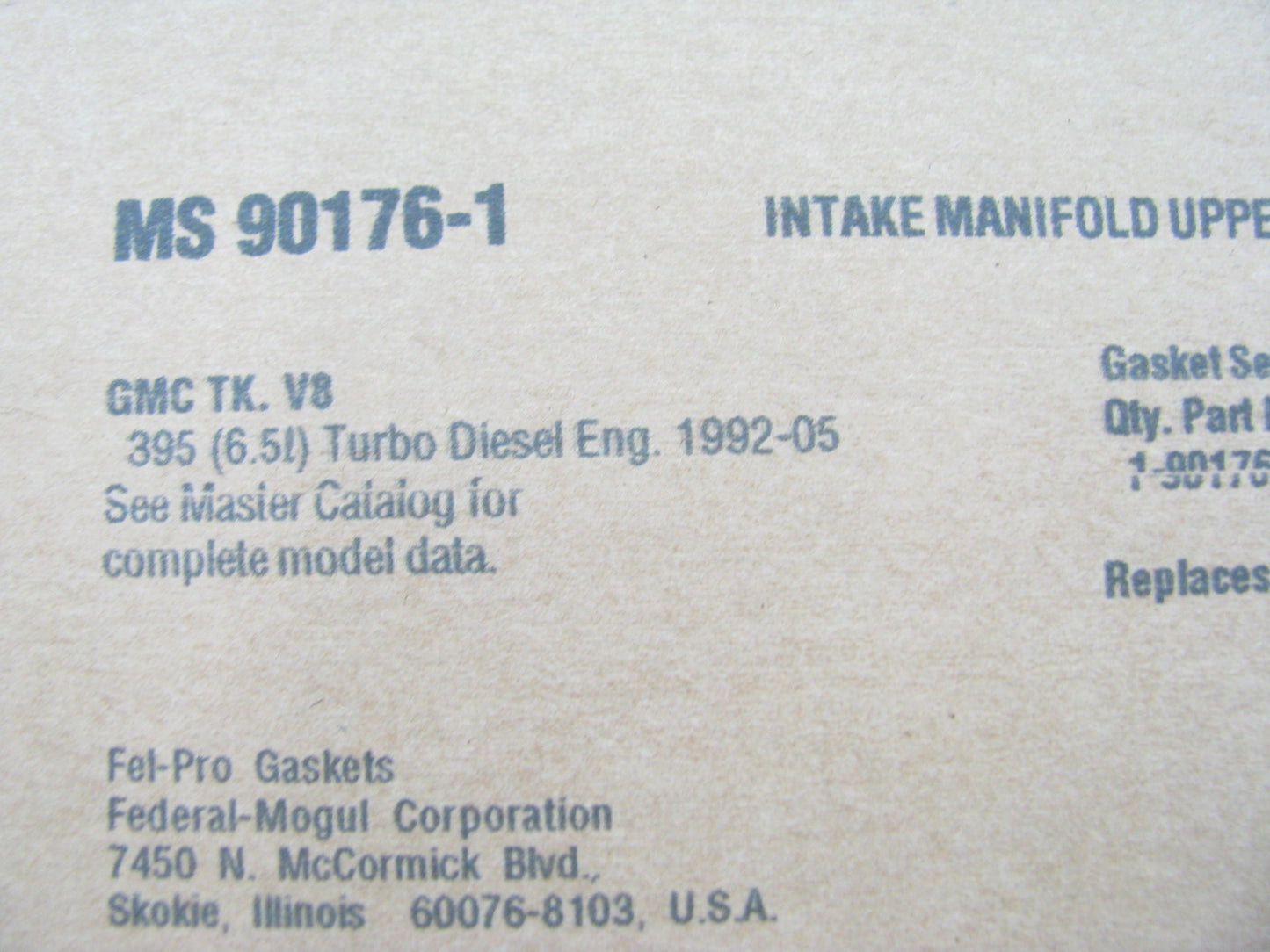 Fel-Pro MS90176-1 Fuel Injection Plenum Gasket 92-04 Chevrolet GMC 6.5L DIESEL