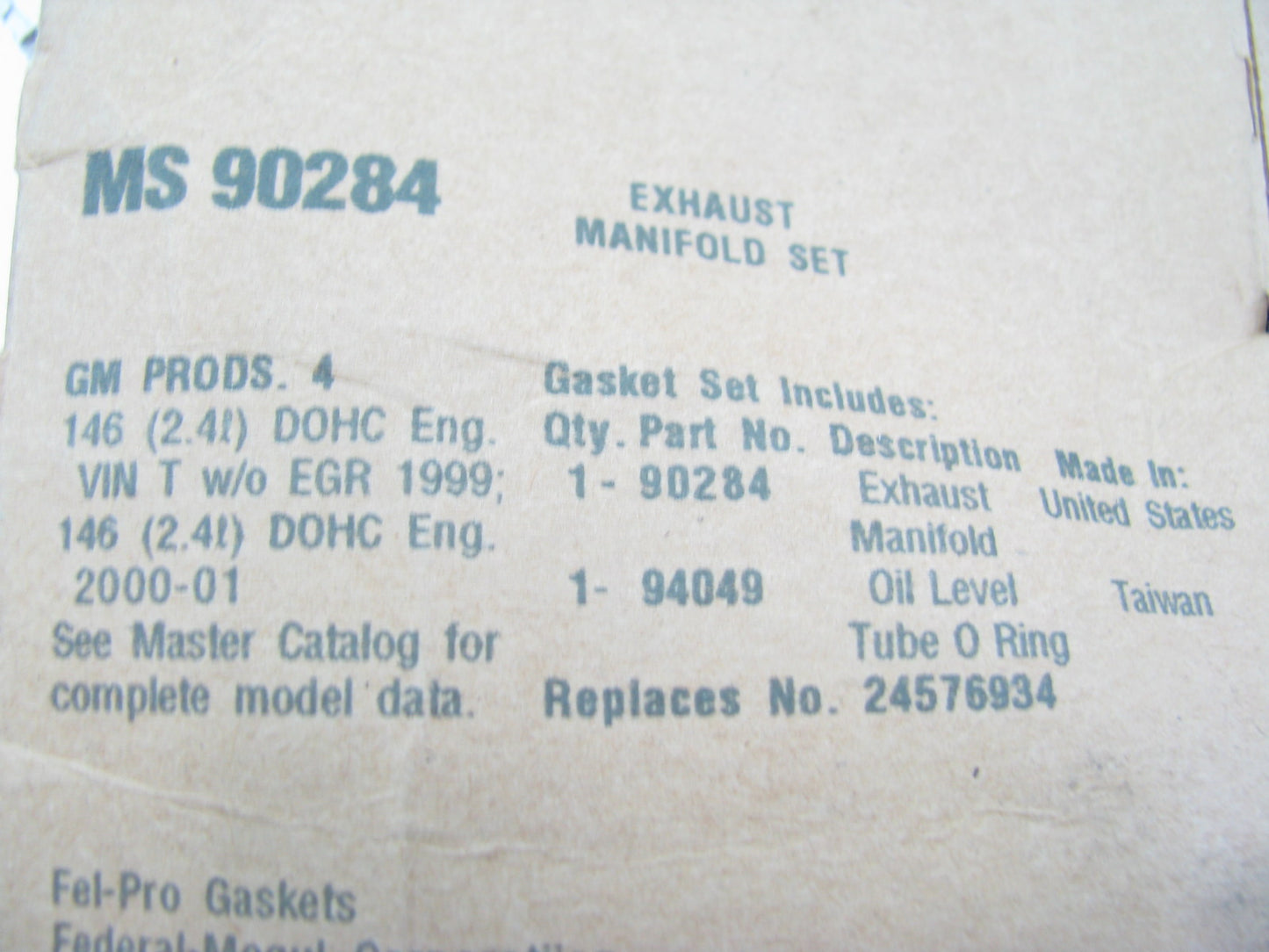 Fel-Pro MS90284 Exhaust Manifold Gasket 1999-02 Chevrolet Pontiac 2.4L I4 DOHC