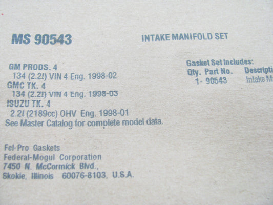 Fel-pro MS90543 Intake Manifold Gasket For 1998-2003 Chevrolet 2.2L-L4