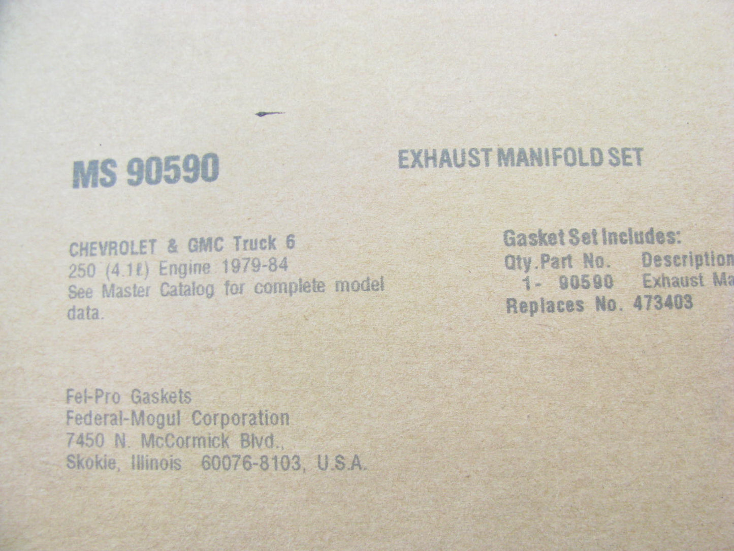 Fel-Pro MS90590 Exhaust Manifold Gasket For 1979-84 Chevrolet GMC 250-L6
