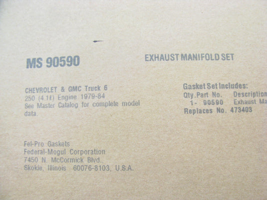 Fel-Pro MS90590 Exhaust Manifold Gasket For 1979-84 Chevrolet GMC 250-L6