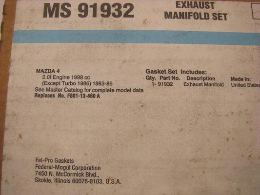 Fel-pro MS91932 Exhaust Manifold Gasket Set For 1983-1987 Mazda 626 2.0L