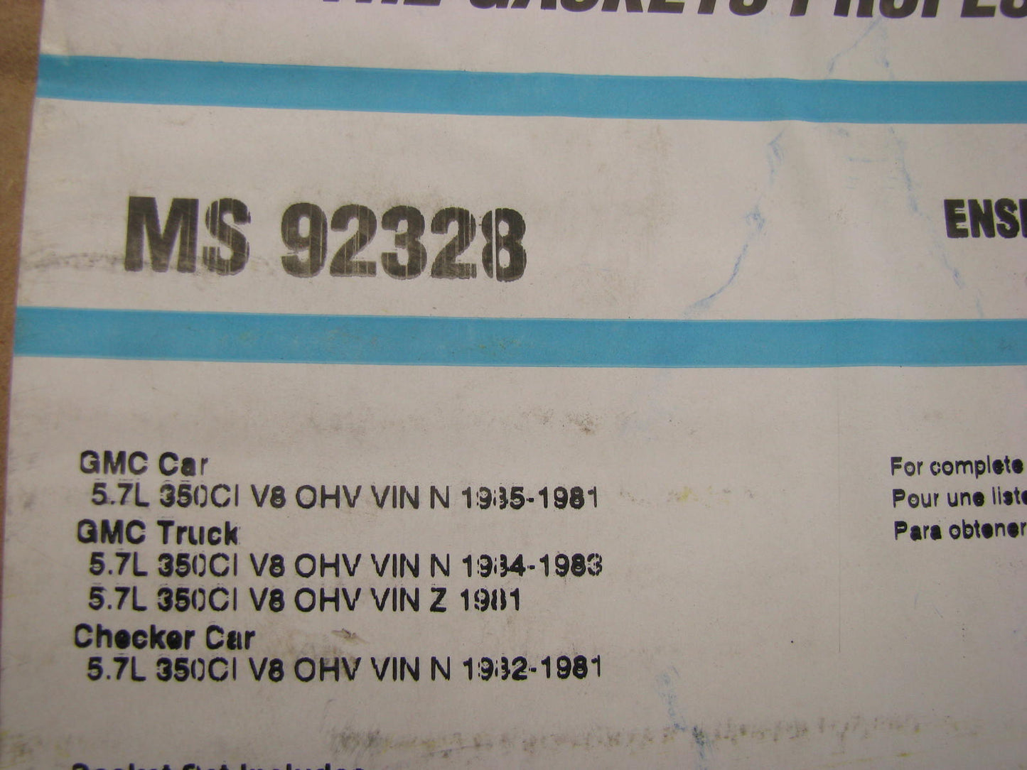 Fel-pro MS92328 Intake Manifold Gasket Set - 1981-1985 GM, 350 V8 DIESEL ONLY