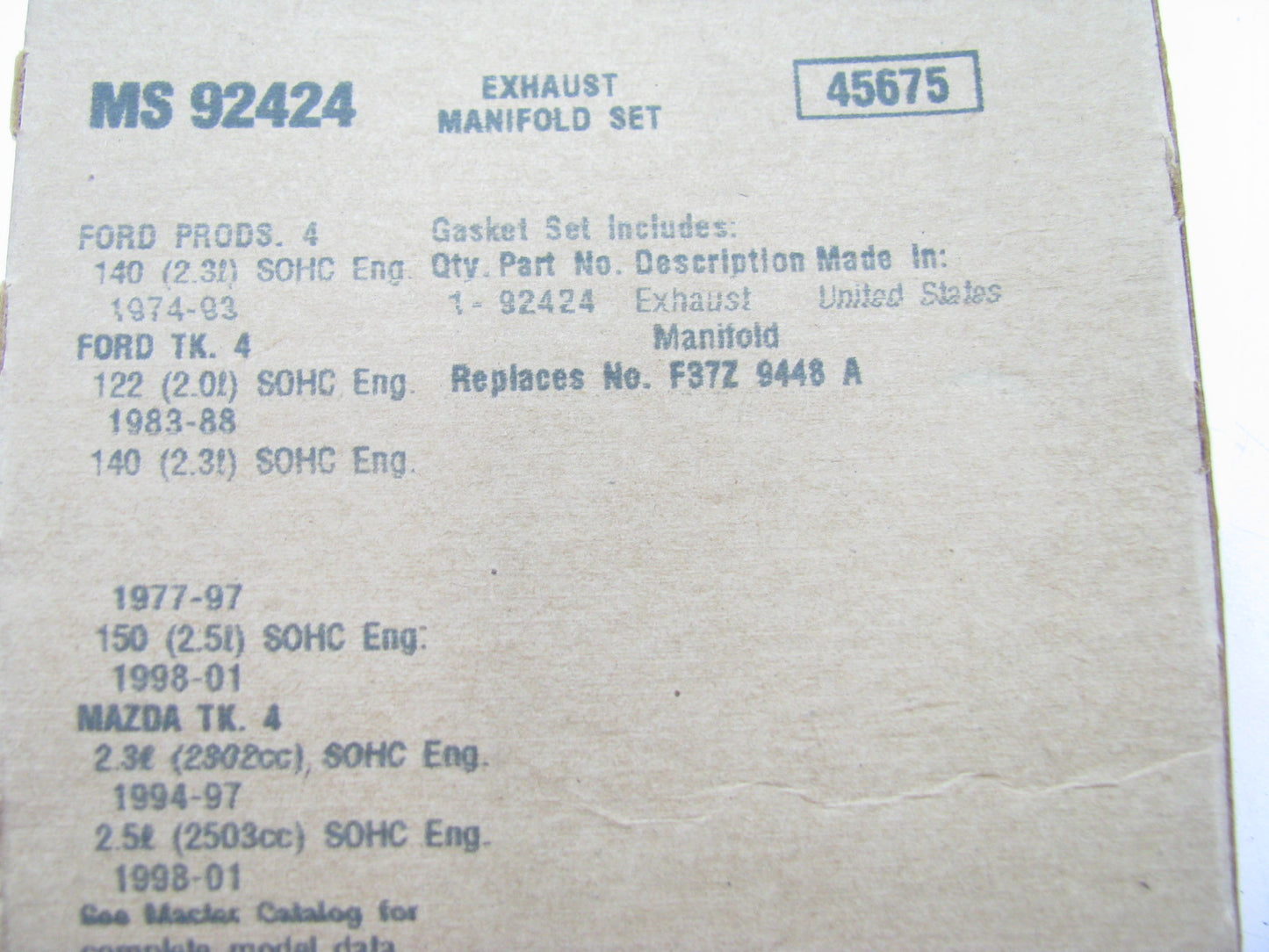 FEL-PRO MS92424 Exhaust Manifold Gasket - 1974-2001 Ford 2.0L 2.3L 2.5L L4