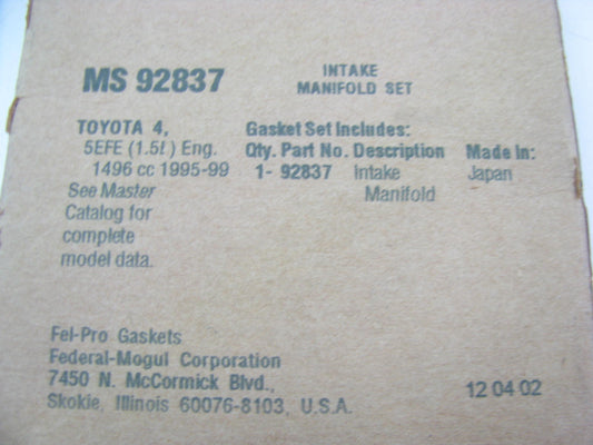 Fel-pro MS92837 Engine Intake Manifold Gasket For 95-99 Toyota Paseo Tercel 1.5L