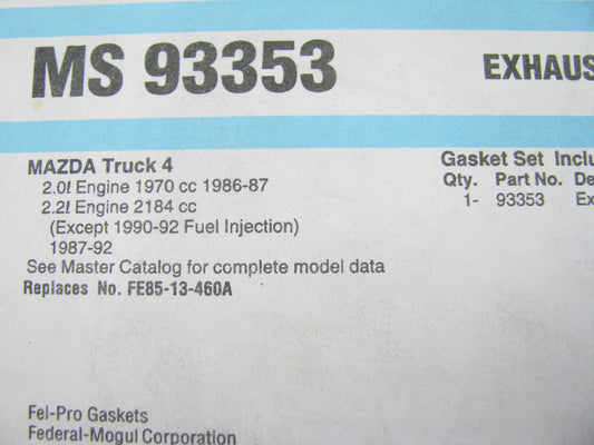 Fel-pro MS93353 Exhaust Manifold Gasket 1986-93 Mazda 2.0L 2.2L SOHC B2000 B2200