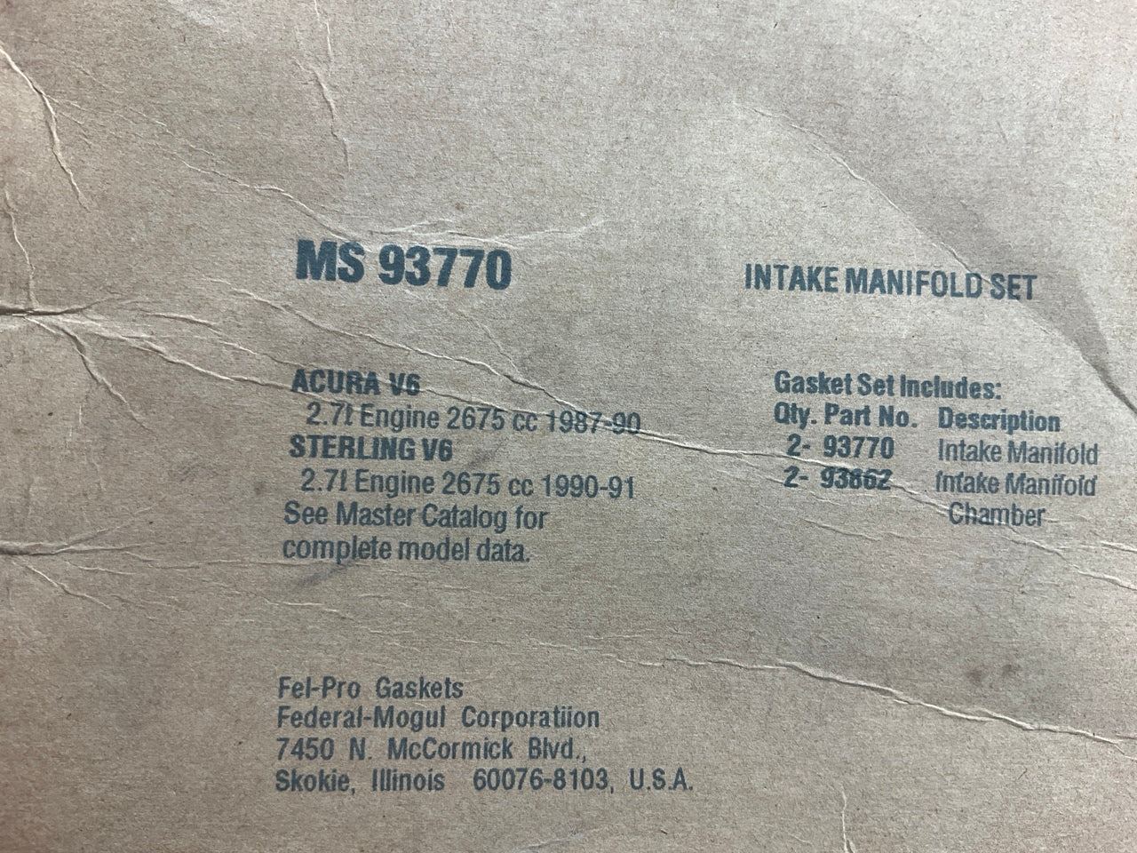 Fel-Pro MS93770 Intake Manifold Gasket Set For 1989-1991 Sterling 827 2.7L-V6