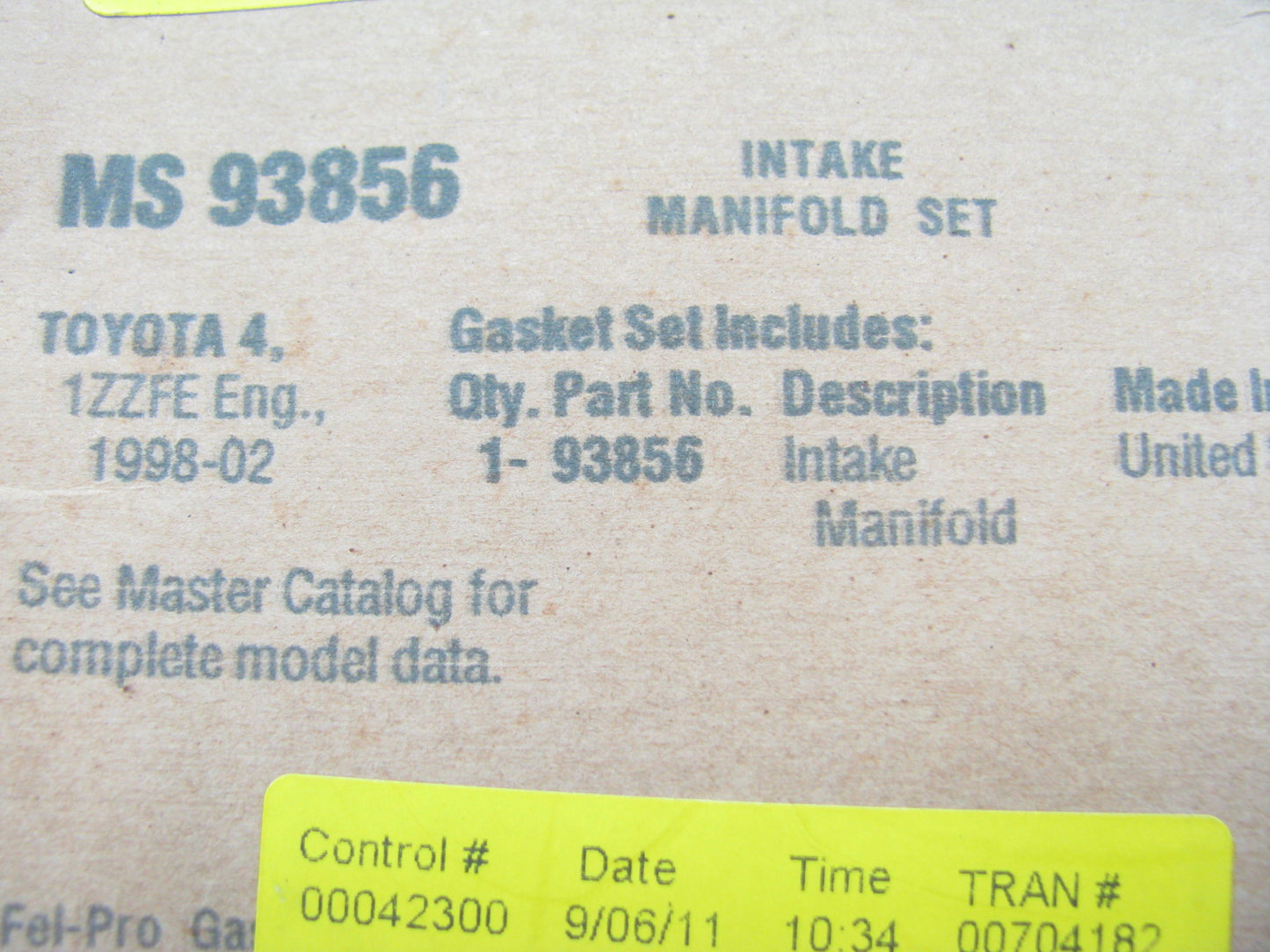 Fel-pro MS93856 Intake Manifold Gasket - 1998-2002 Toyota 1.8L