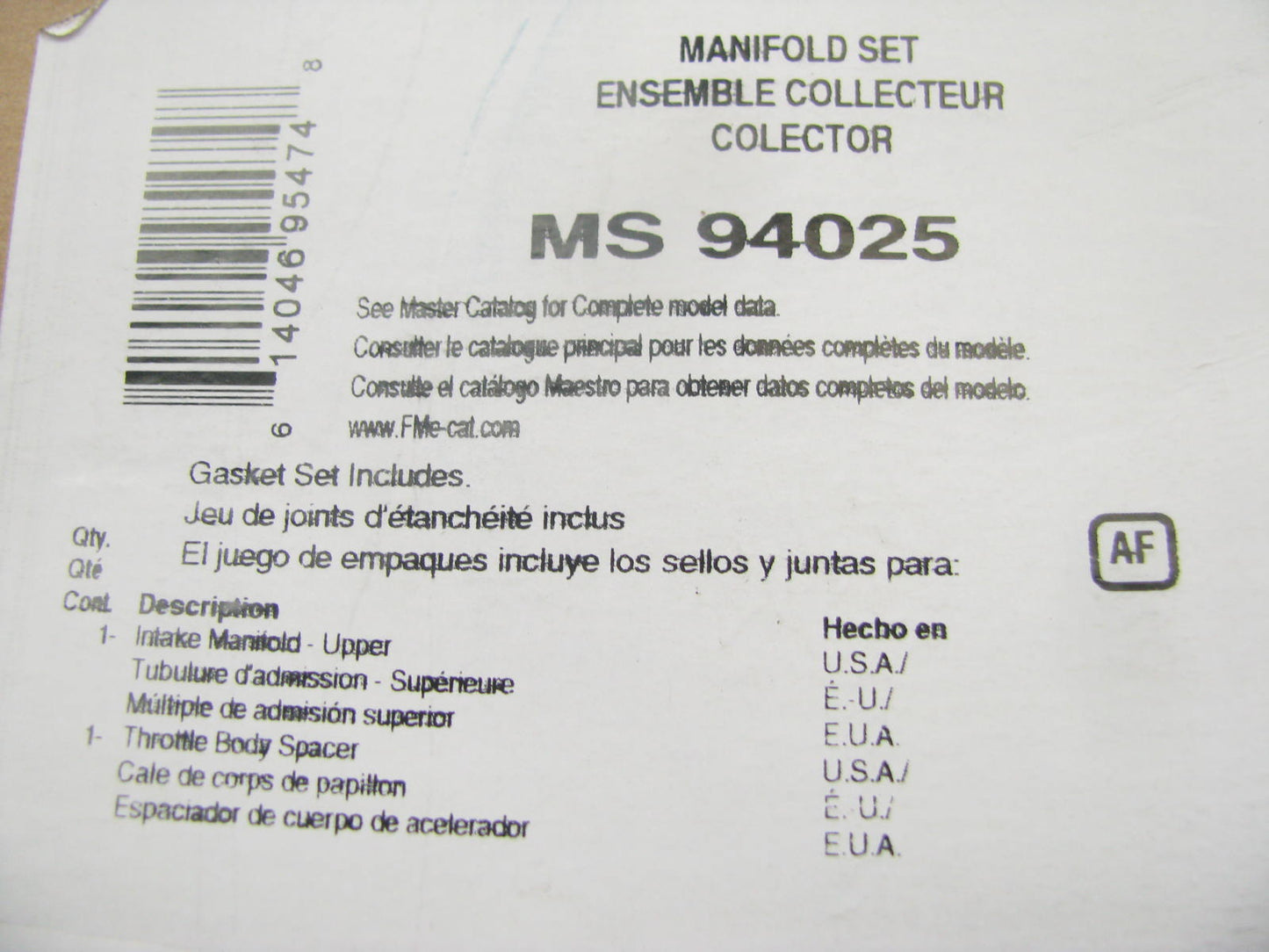 Fel-pro MS94025 Upper Fuel Injection Plenum Gasket Set 1999 Ford 6.8L V10