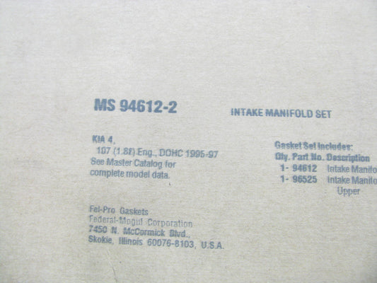 Fel-pro MS94612-2 Intake Manifold Gasket Set For 1995-1997 Kia Sephia 1.8L-L4