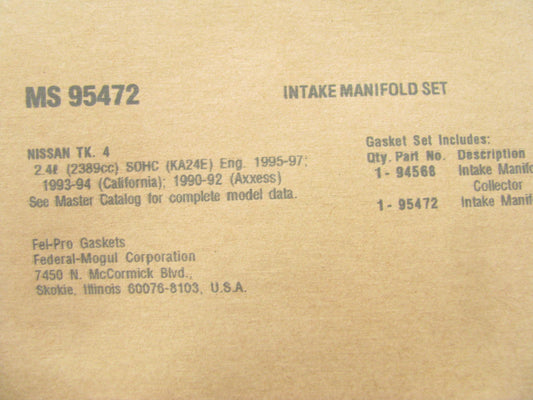 Fel-Pro MS95472 Intake Manifold Gasket Set For 1993-97 Nissan 2.4L KA24E