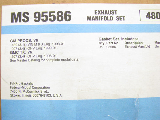 Fel-pro MS95586 Exhaust Manifold Gasket Set 2005 GM Terraza Uplander Relay 3.5L