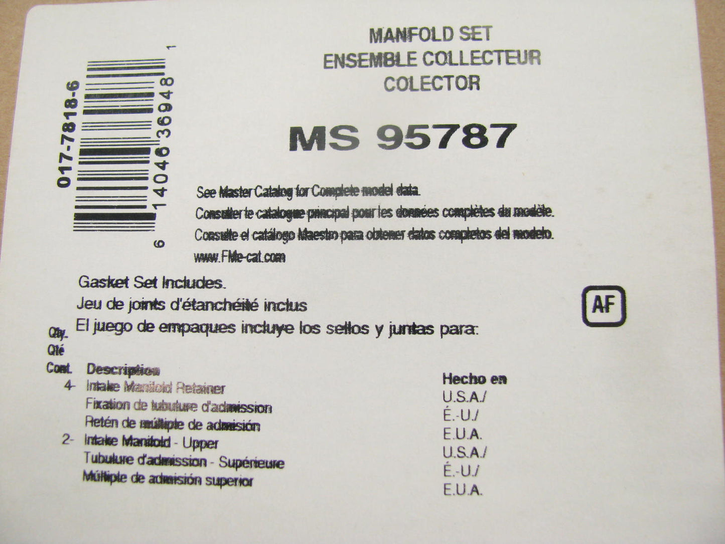 Fel-Pro MS95787 Fuel Injection Plenum Upper Gasket Set 1996-2000 GM 7.4L 454 V8