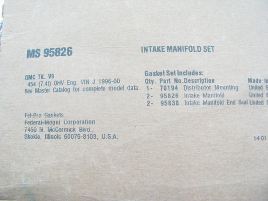 Fel-pro MS95826 Engine Intake Manifold Gasket Set 96-2000 GMC Chevy 454 7.4L V8