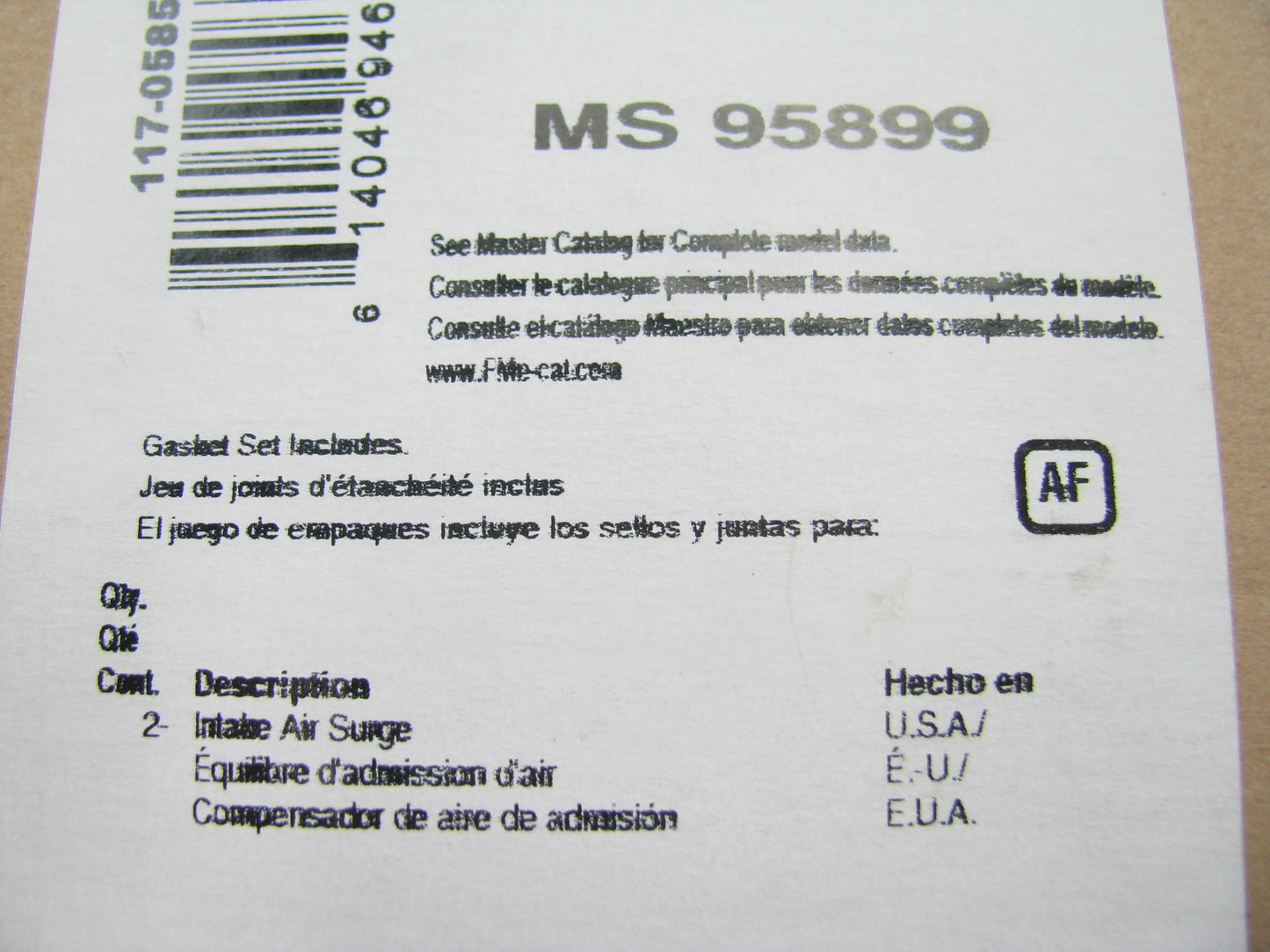 Fel-pro MS95899 Fuel Injection Plenum Gasket For 1995-2004 Toyota 3.4L 5VZ-FE V6