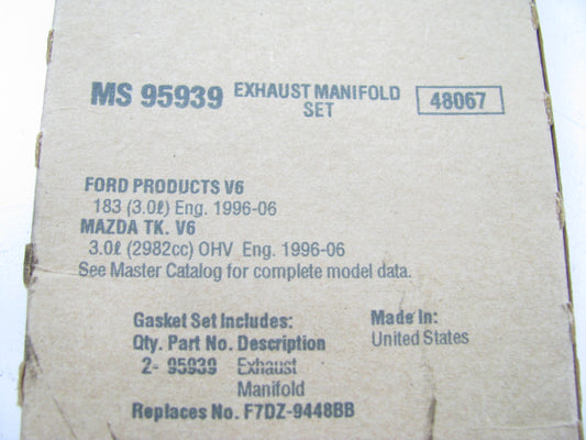 Fel-Pro MS95939 Exhaust Manifold Gasket Set 1996-08 Ford Mazda 3.0L V6