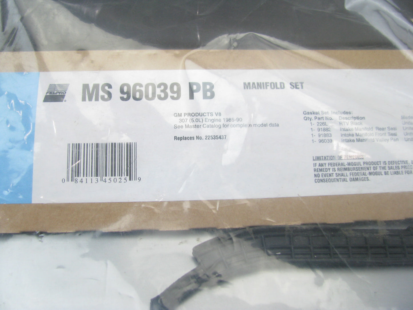 Fel-pro MS96039PB Valley Pan Gasket Set For 1985-1990 GM 307 5.0L