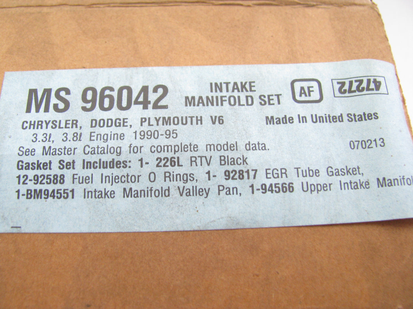 Fel-pro MS96042 Intake Manifold Gasket Set For 1990-2000 Chrysler 3.3L 3.8L