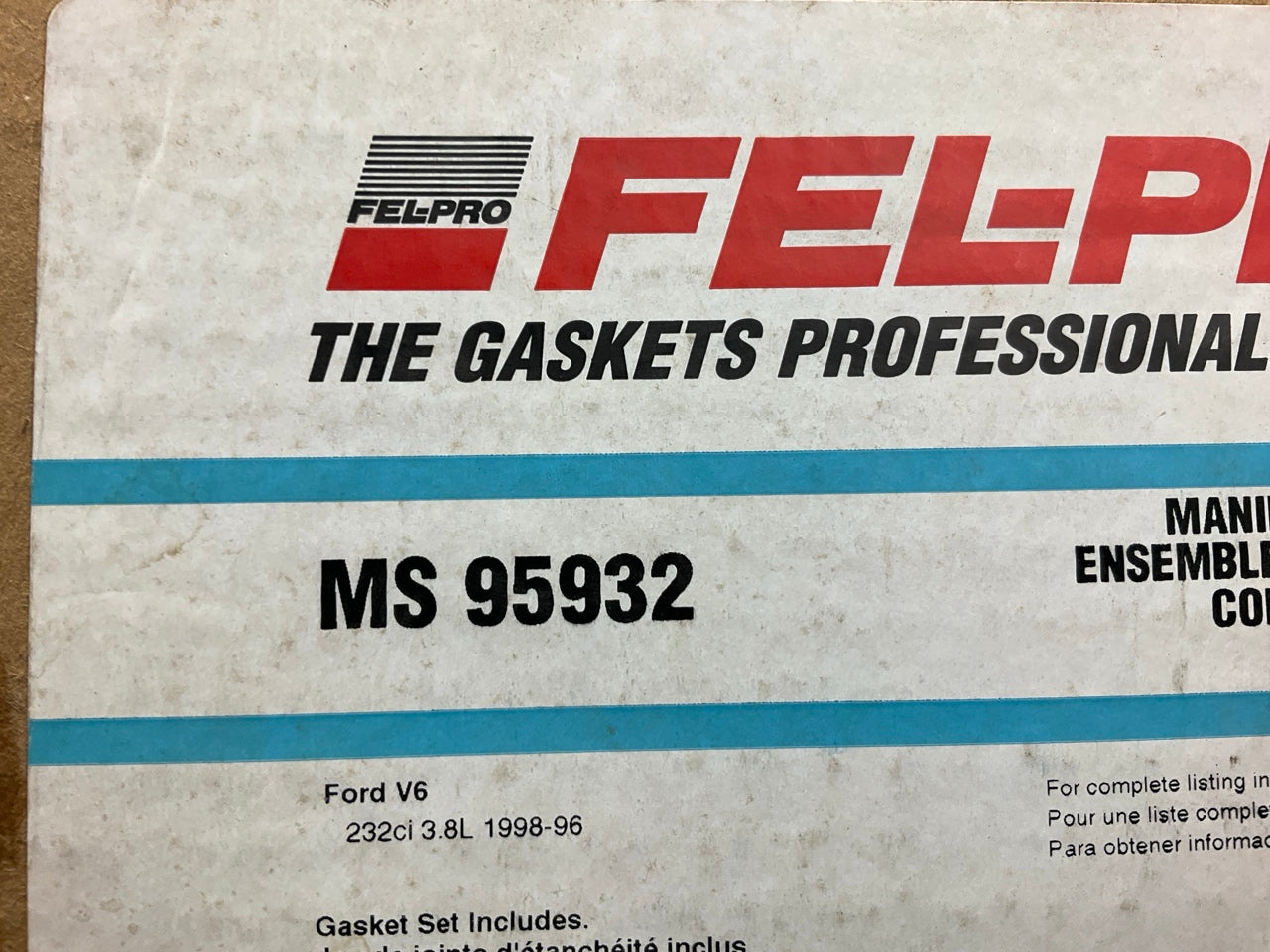 Fel-pro MS95932 Intake Manifold Gasket Set - 1996-1998 Ford Windstar 3.8L V6