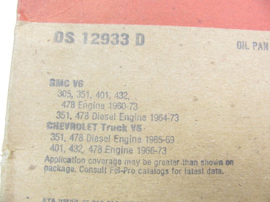 Fel-pro OS12933D Engine Oil Pan Gasket 1964-73 GMC Truck 305 351 401 432 478-V6