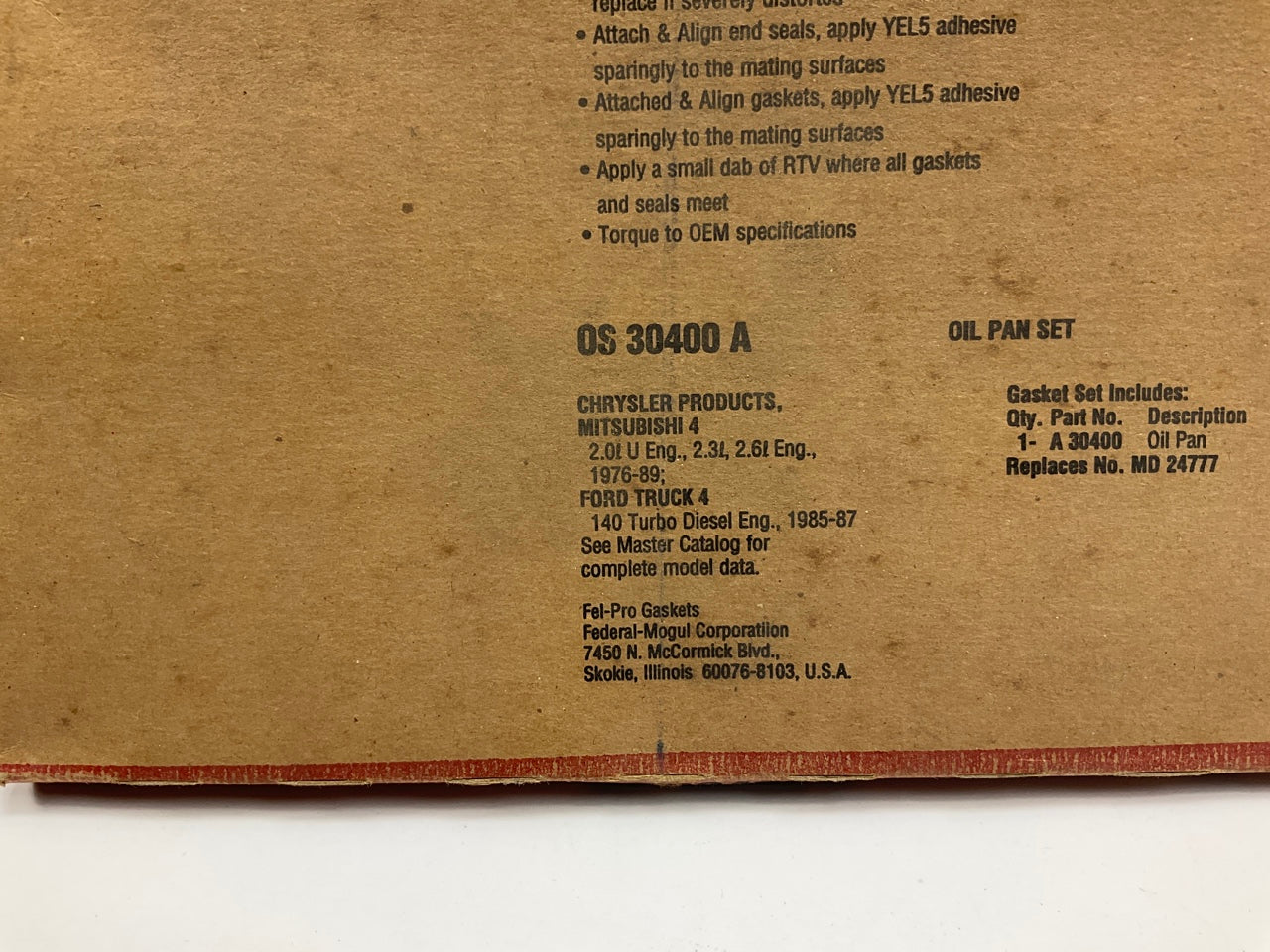 Fel-Pro OS30400A Engine Oil Pan Gasket