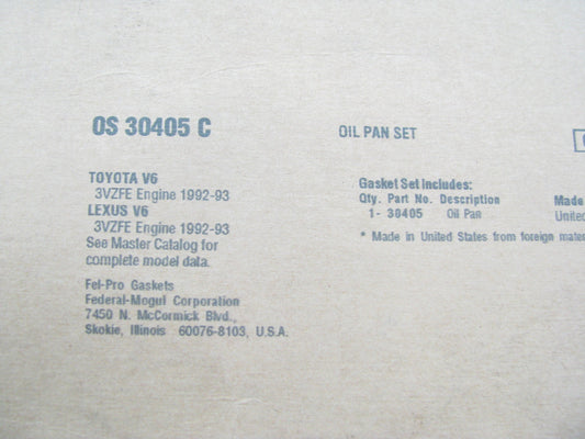FEL-PRO OS30405C Engine Oil Pan Gasket For 1992-1993 Toyota Lexus 3.0L V6 DOHC