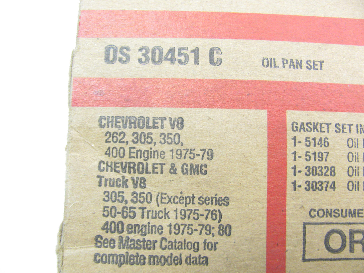 Fel-pro OS30451C Engine Oil Pan Gasket 1965-1980 Chevrolet 262 305 350 400-V8