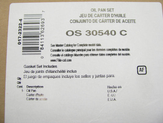 Fel-pro OS30540C Engine Oil Pan Gasket 1985-95 Chevy Pontiac Suzuki Geo 1.0L I3