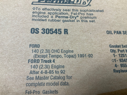 Fel-Pro OS30545R Engine Oil Pan Gasket Set 1985-92 Ranger 91-92 Mustang 2.3L I4
