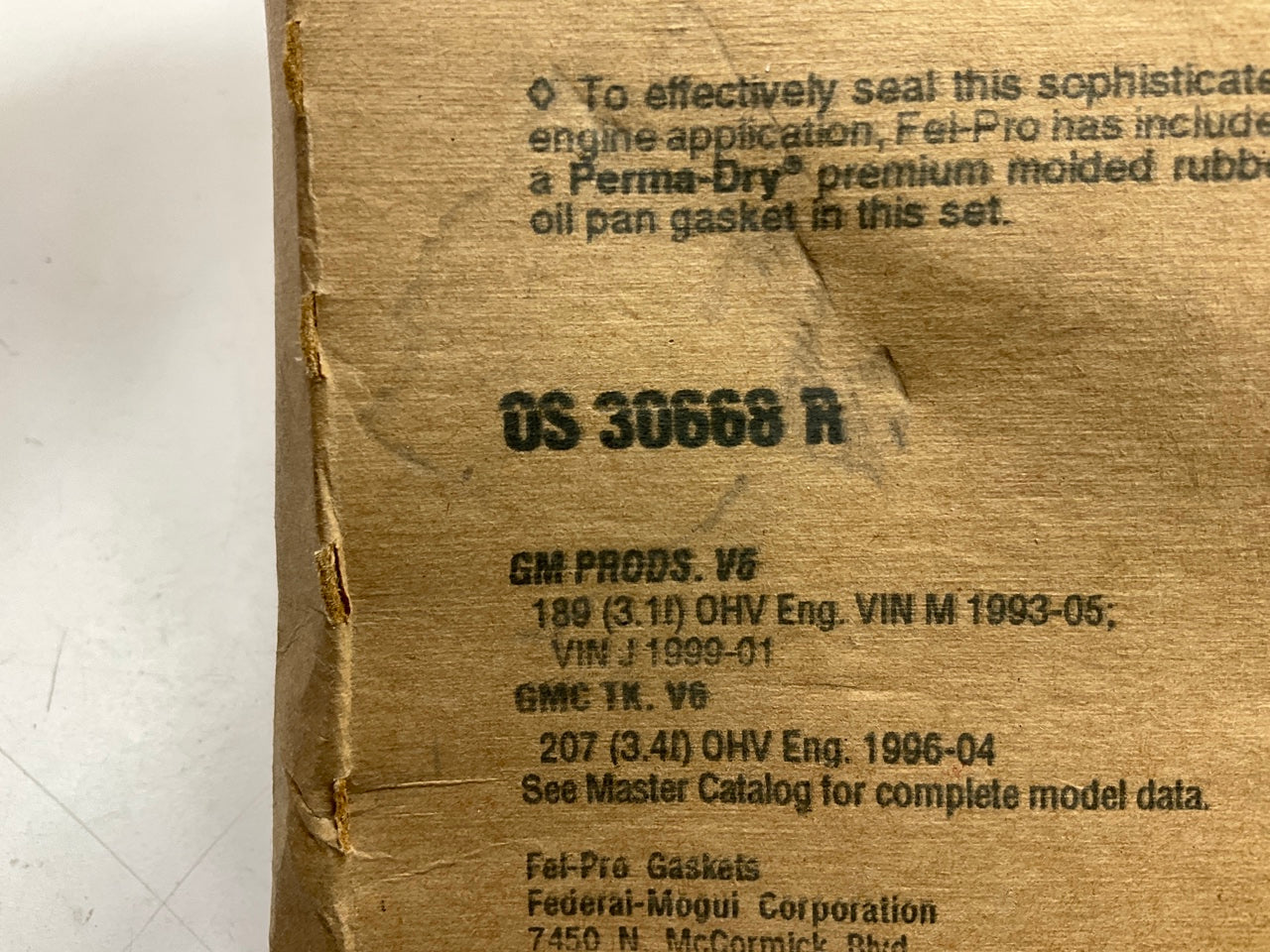 Fel-pro OS30668R Engine Oil Pan Gasket 1993-2005 Olds Buick Pontiac 3.1L 3.4L V6