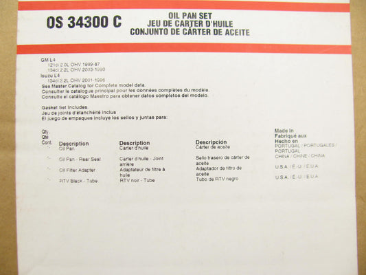 Fel-Pro OS34300C Engine Oil Pan Gasket Set 87-03 Buick GMC Pontiac 2.0L 2.2L I4