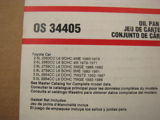 Fel-Pro OS34405 Engine Oil Pan Gasket 1971-92 Toyota 2.6L 2.8L 3.0L I6