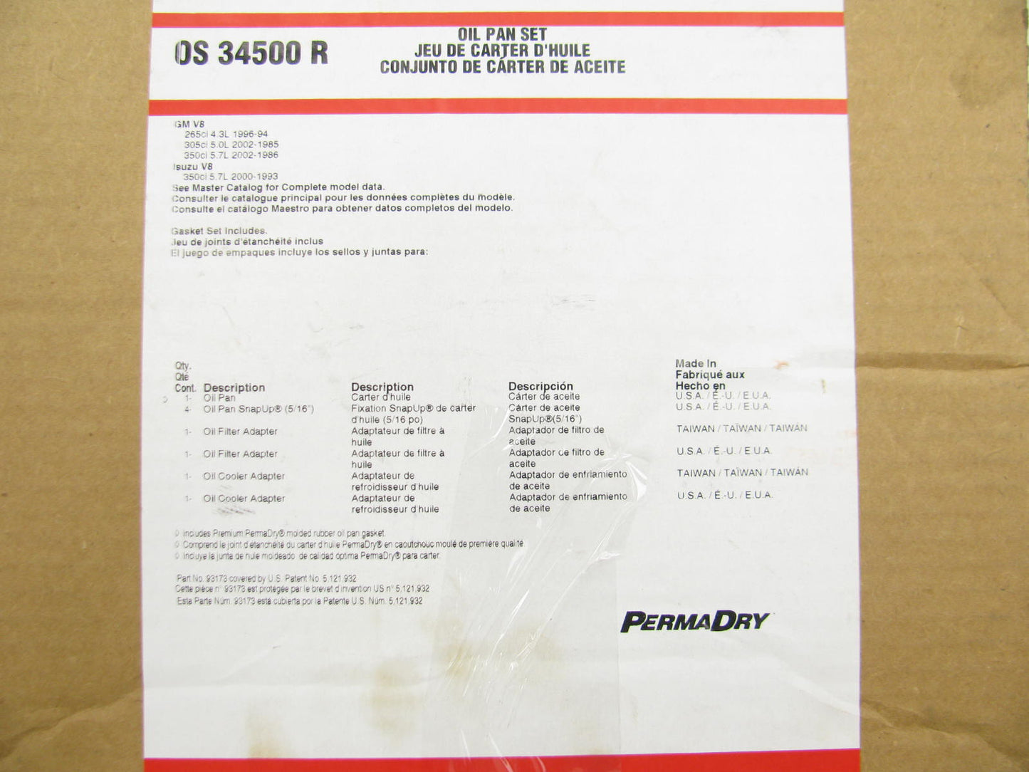 Fel-pro OS34500R Engine Oil Pan Gasket Set 1985-2002 Chevy GMC 305 350 V8 SBC