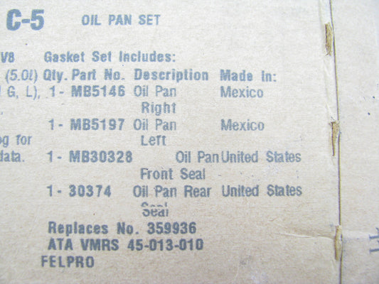 Fel-Pro OS5197C5 Engine Oil Pan Gasket Set 1975-1980 CHEVY 305 350 400 V8 SBC