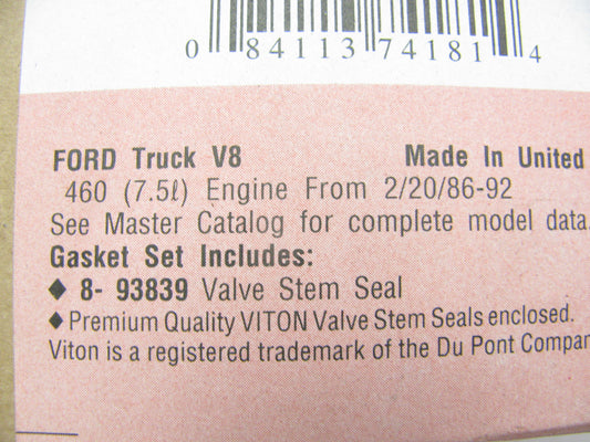 Fel-pro SS72687 Intake Valve Stem Seal Set - 1986-1992 Ford 460 7.5L BBF V8