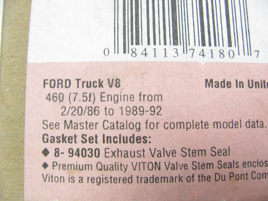Fel-pro SS72702 Exhaust Valve Stem Seal Set For 1986-1992 Ford 460 7.5L-V8