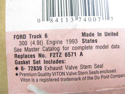 Fel-pro SS72839-1 Exhaust Valve Stem Seal Set For 1993-1996 Ford 4.9L 300