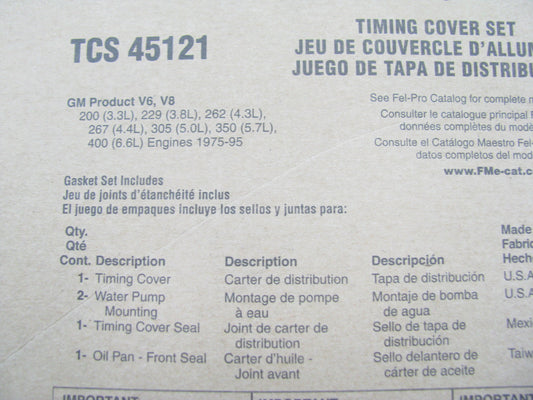 Fel-pro TCS45121 Timing Cover Gasket Set