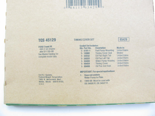 FEL-PRO TCS45129 Engine Timing Cover Gasket Set - 1973-1997 Ford 460 V8 BBF
