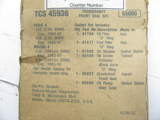 Fel-Pro TCS45936 FRONT Engine Crankshaft Seal Kit 93-03 Ford Mazda 1.8L 2.5L I4