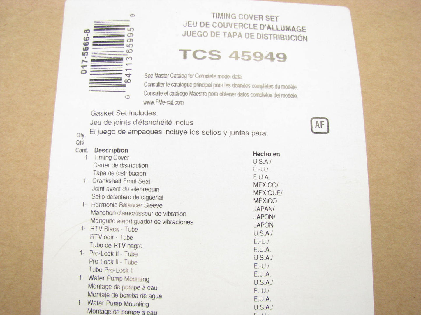 Fel-Pro TCS45949 Engine Timing Cover Gasket Set For 1992-1996 Dodge 3.9L 5.2L