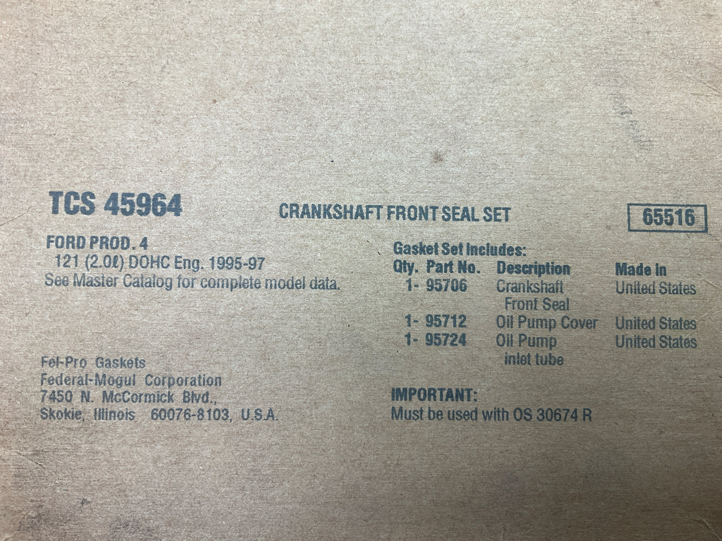FEL-PRO TCS45964 Front Engine Crankshaft Seal Kit - 1995-1997 Ford 2.0L L4 DOHC