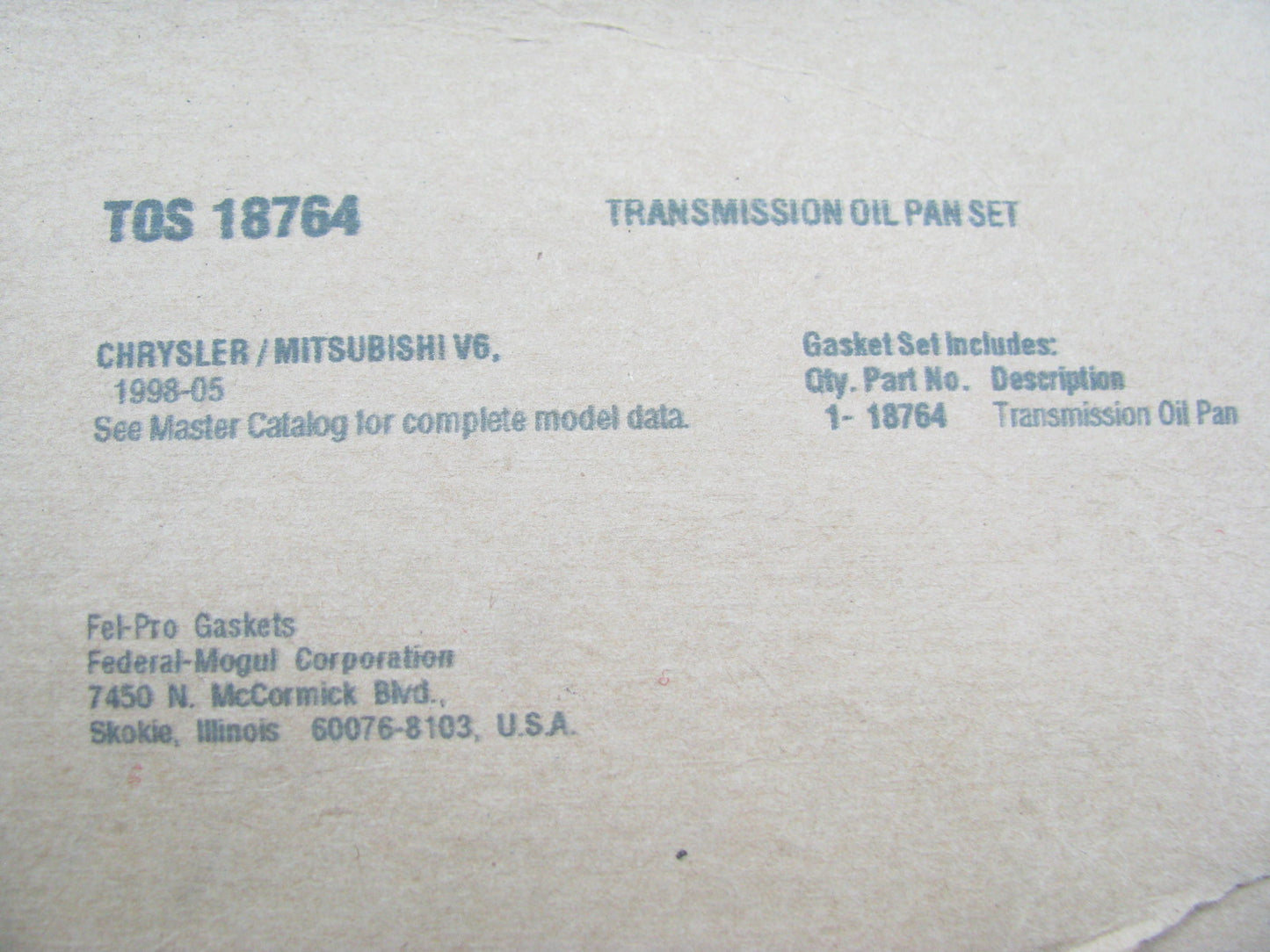 Fel-pro TOS18764 Automatic Trans Oil Pan Gasket 2002-2013 5 Speed W5A380 W5A580