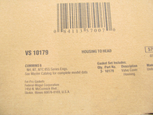 Fel-pro VS10179 Engine Valve Cover Gasket Set For Cummins NH NT NTC 855 Series