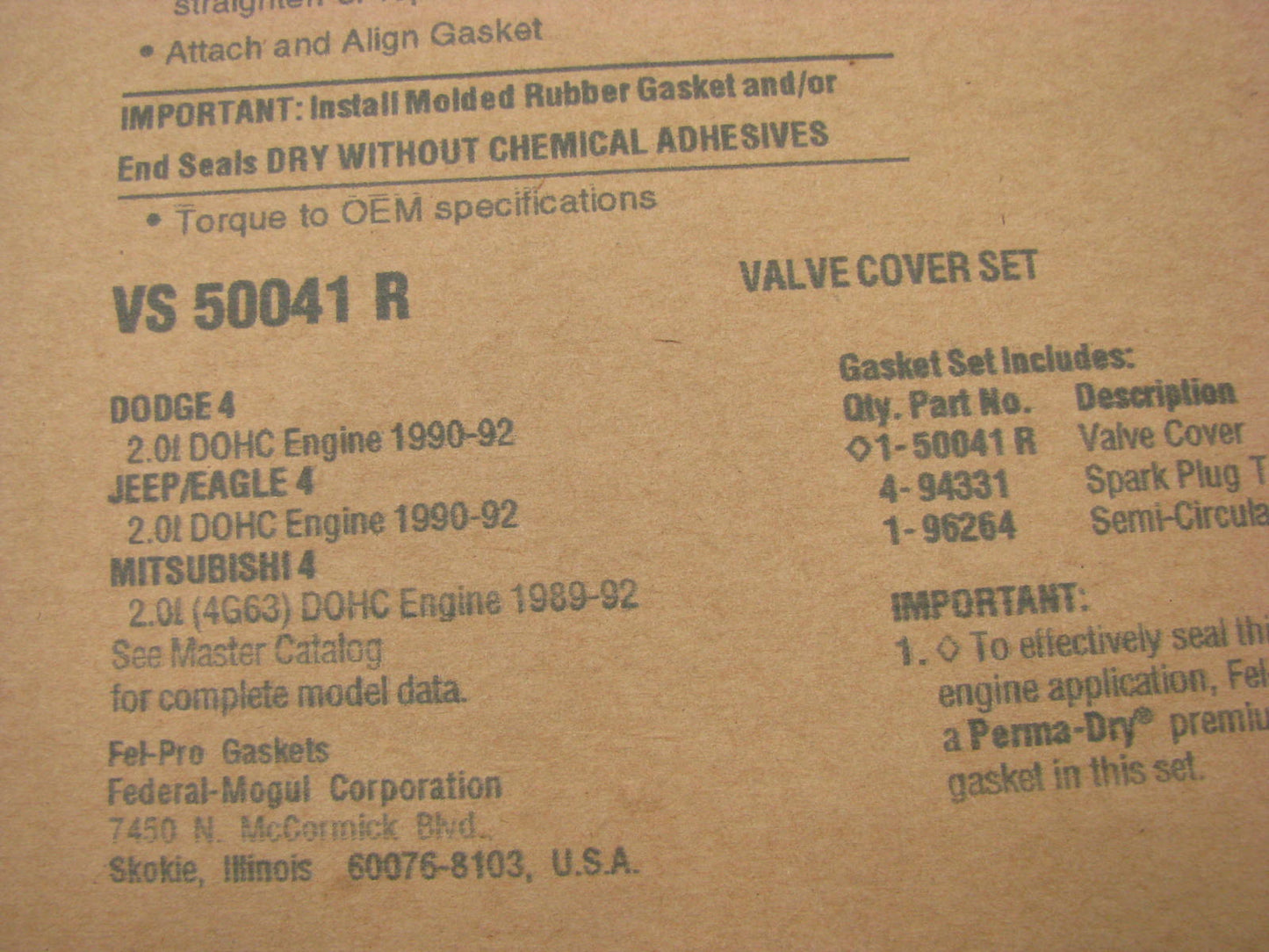 Fel-Pro VS50041R Valve Cover Gasket Set