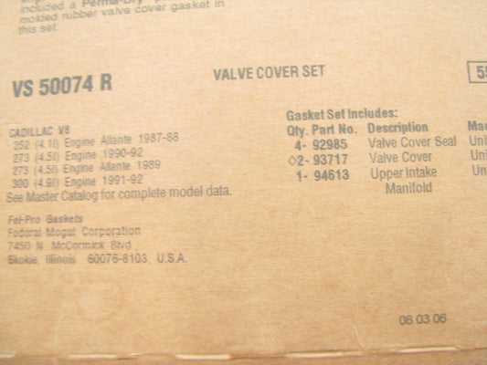 1988-1995 Cadillac 4.1L 4.5L 4.9L V8 FEL-PRO Engine Valve Cover Gasket Set