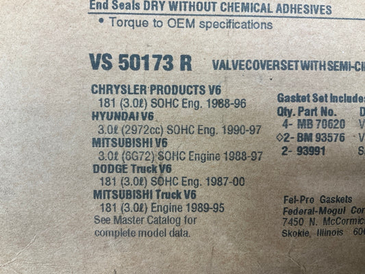 Fel-Pro VS50173R Valve Cover Gasket Set For 1987-00 Chrysler 3.0L V6