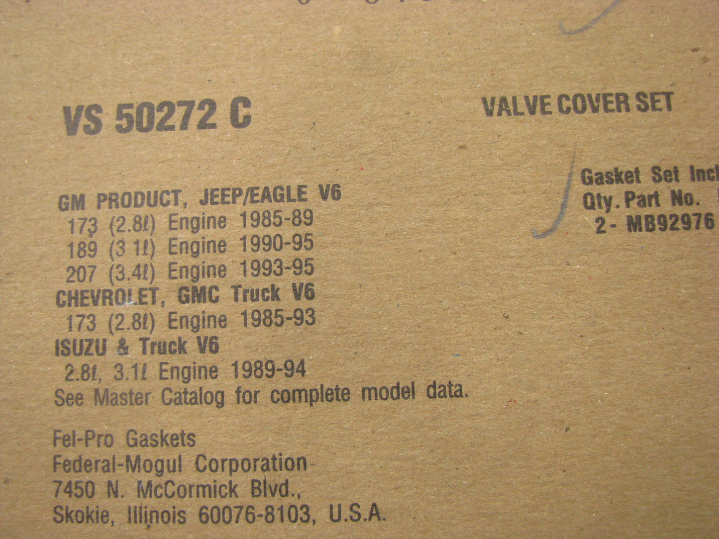 Fel-Pro VS50272C Valve Cover Gasket Set - 1985-1994 GM Olds Buick 2.8L 3.1L V6